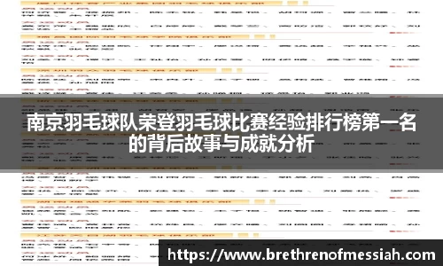 南京羽毛球队荣登羽毛球比赛经验排行榜第一名的背后故事与成就分析